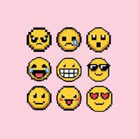 Emoji Pack in Retro Pixel Art Style vector