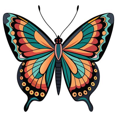 Vibrant Butterfly with Artistic Wing Patterns Available on EPS File