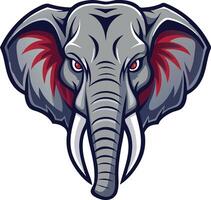 Bold Elephant Head Graphic with Fierce Expression Available on EPS File vector