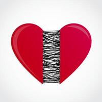 red heart cut in half with dark slime inside vector