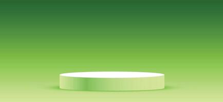 3d green background products display podium scene geometric platform. Background 3d render with podium. stand to show cosmetic products. Stage showcases on pedestal display beige studio. vector