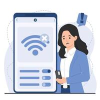 visualizing internet outage, lost connection, and troubleshooting network problems. vector