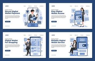 Flat design concept for web banners and digital wallet fintech concept ewallet banking vector