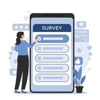 Digital customer survey and online questionnaire concept for market research and feedback. vector