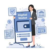 digital wallet fintech concept ewallet banking illustration of digital wallet. Flat style design. illustration. vector