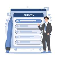 customer survey and online survey concept with data analysis illustration. vector