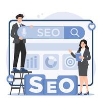 Search engine optimization concept. illustration in flat style. Search engine optimization, SEO optimizationeting and advertising. vector