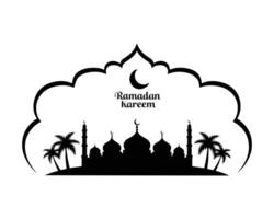 Ramadan Kareem Mosque Silhouette Design vector
