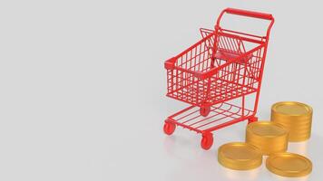 Red Shopping cart for Business concept 3d Rendering. photo