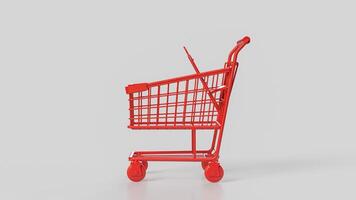 The Red Shopping cart for Business concept 3d Rendering. photo