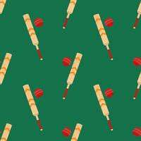 Cricket bat and ball. For sports themes, outdoor games and team activity concepts. Seamless pattern for textile, wrapping paper, background. vector