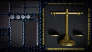 Gold Libra on Chip for Technology or Law concept 3d Rendering. photo