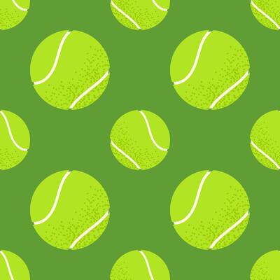 Tennis ball. For sports themes, outdoor games and team activity concepts. Seamless pattern for textile, wrapping paper, background.