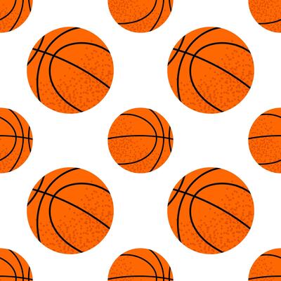 Basketball ball. For sports themes, outdoor games and team activity concepts. Seamless pattern for textile, wrapping paper, background.