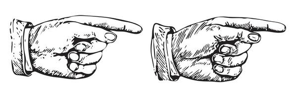 Two hands pointing at each other with a finger vector