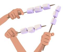 Illustration of marshmallows for roasting on a white background. vector