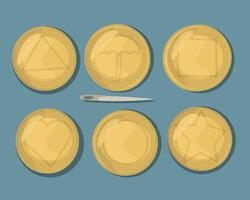Illustration of a set of Korean game dalgona. vector