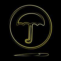 Illustration of Korean dalgona game with umbrella-shaped challenge with neon effect. vector