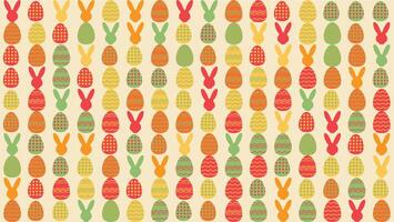 egg and rabbit shape bauhaus style geometric pattern in easter color vector