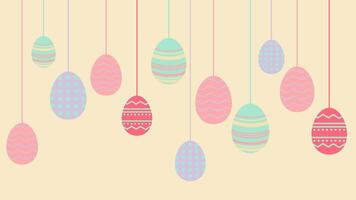 Easter eggs pastel color Hanging isolated on light yellow background vector
