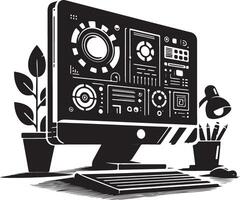 Desktop Computer Silhouette Illustration for Designers vector
