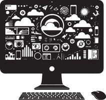 Minimalist Desktop Computer Silhouette Illustration vector