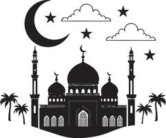 Islamic Architecture with Crescent Moon Art vector
