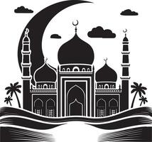 Stunning Mosque and Crescent Moon Graphic vector
