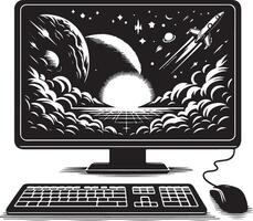 Best Desktop Computer Silhouette Illustration for Free vector