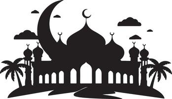 Islamic Mosque and Crescent Moon Design vector