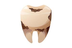 Decayed tooth with cavities and plaque buildup. Damaged molar isolated cartoon illustration symbolizing poor oral hygiene, dental problems, and the need for professional treatment. vector