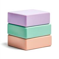 Colorful stacking blocks arranged creatively for playful activities. photo