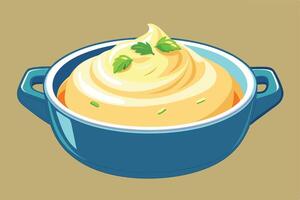A mashed potatoes in a pot, perfect for a comforting meal. vector