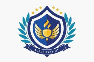 Colorful emblem with wings and shield, a symbol of protection and success. vector