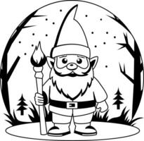 A glyph style illustration of a dwarf standing in a forest vector