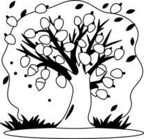 A glyph illustration of autumn tree vector