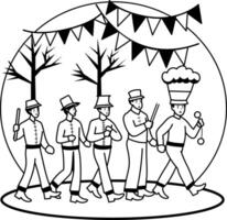 A glyph illustration of festive marching band vector