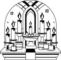 A glyph illustration of many candles vector