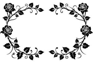 Black and White Rose Border Design vector