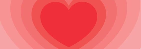 Red heart with layered concentric shapes in soft pink gradient background symbolizing love and romance. Romantic design element with symbol of love. Valentines Day card. vector