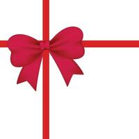 Red ribbon bow tied on white background resembling gift wrapping with elegant minimalist design. Design for festive decorations and gift wrapping vector