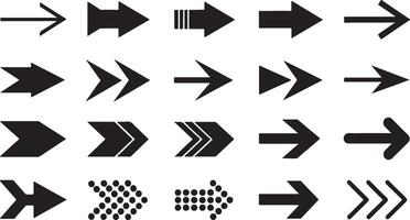 Illustration set of various horizontal arrows pointing to the right vector