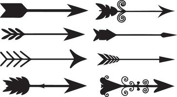 Set of arrows Vintage with feathers isolated on white background vector