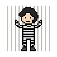 Design of 8 bit art pixel man in jail prisoner male in prison 8 bit decoration game. vector