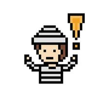 8 bit design of man in jail prisoner male in prison robber decoration pixel. vector