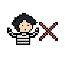 Pixel concept of man in jail prisoner male in prison robber cartoon cute 8 bit art. vector