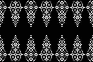 fabric pixel art with black background color ethnic pattern motif wallpaper. vector