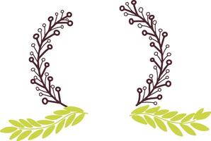 Floral simple circle frame isolated on white with leaves vector