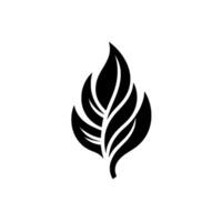 Bold Black and White Illustration stylized plant leaf with elegant curves and natural symmetry on a clean white background. vector