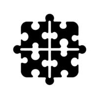 Abstract Black and White Jigsaw Puzzle Interlocking Pieces Forming Square, Isolated on White, Symbolic of Problem Solving and Unity. vector